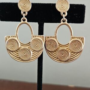 Vintage Gold Spiral Drop Earrings